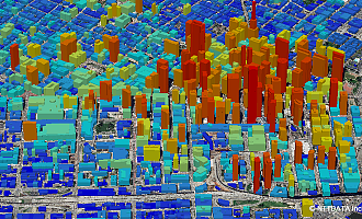 3D-модель (Сома, Сан-Франциско, США) Вы можете проверить форму здания со всех сторон на 360 градусов